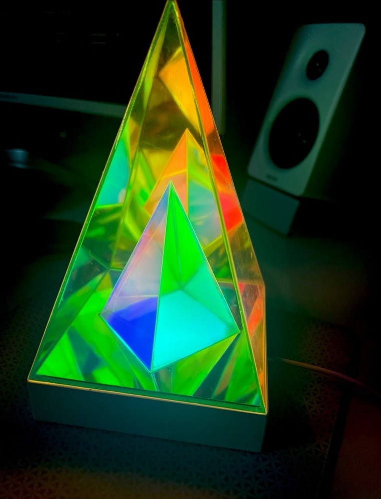Modern Table Lamp 'Pyramid' , Innovative Colorful Transparent LED Desk Light