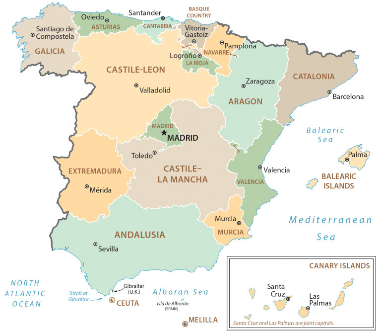 Spain Administrative Province Map GLOSSY POSTER PICTURE PHOTO PRINT BANNER 13850 gallery