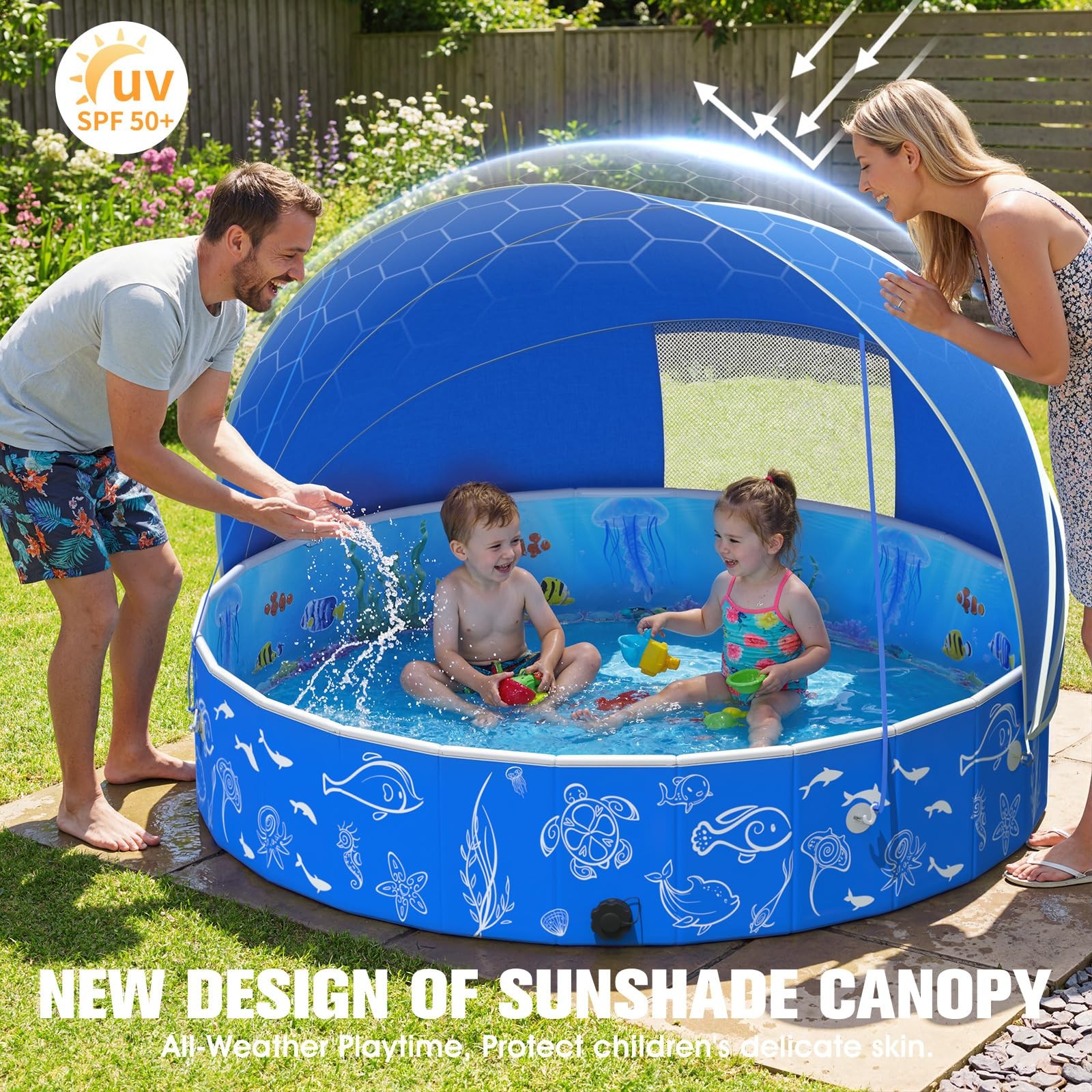 51In Foldable Kiddie Pool with Canopy, UV Protection for Kids gallery