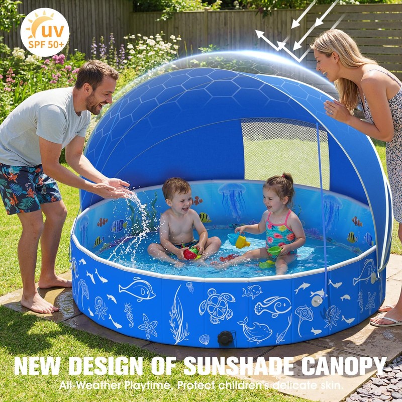 51In Foldable Kiddie Pool with Canopy, UV Protection for Kids gallery