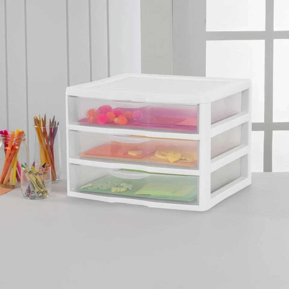 Wide 3 Drawer Unit Plastic, White gallery