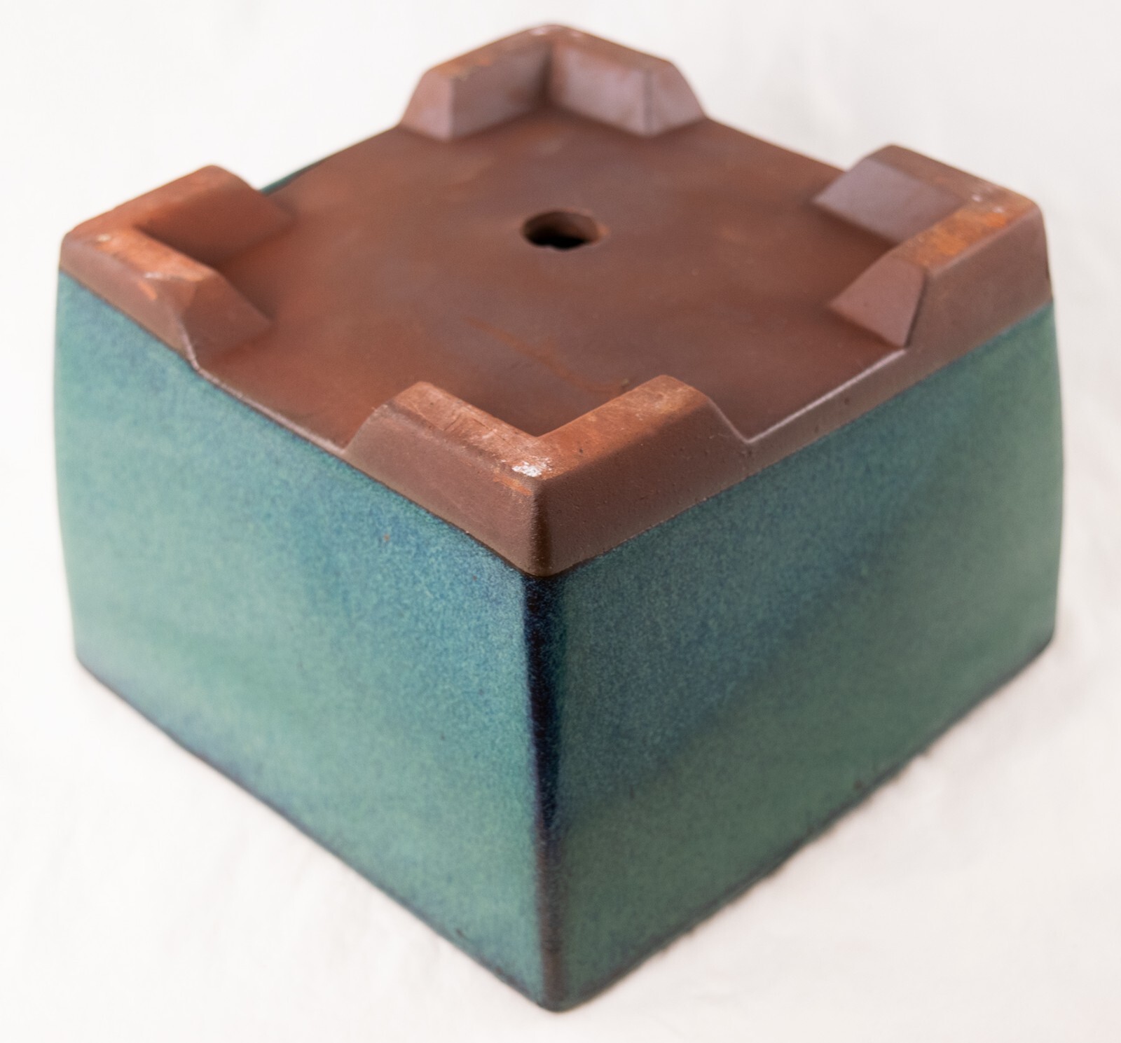 Square Handmade Green Glazed Cactus & Succulent, Bonsai Pot 6"x 6"x 4" + Mesh gallery
