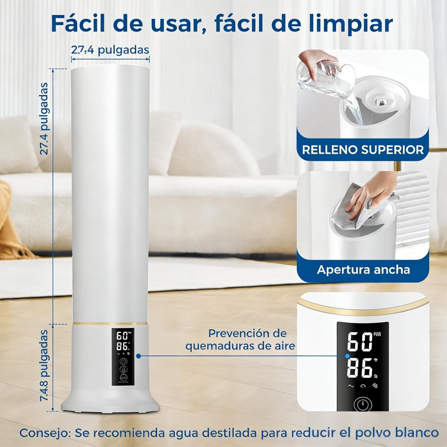 2.4gal/9L Humidifiers for Bedroom 24dB Quiet Humidifier W/ Remote Control gallery