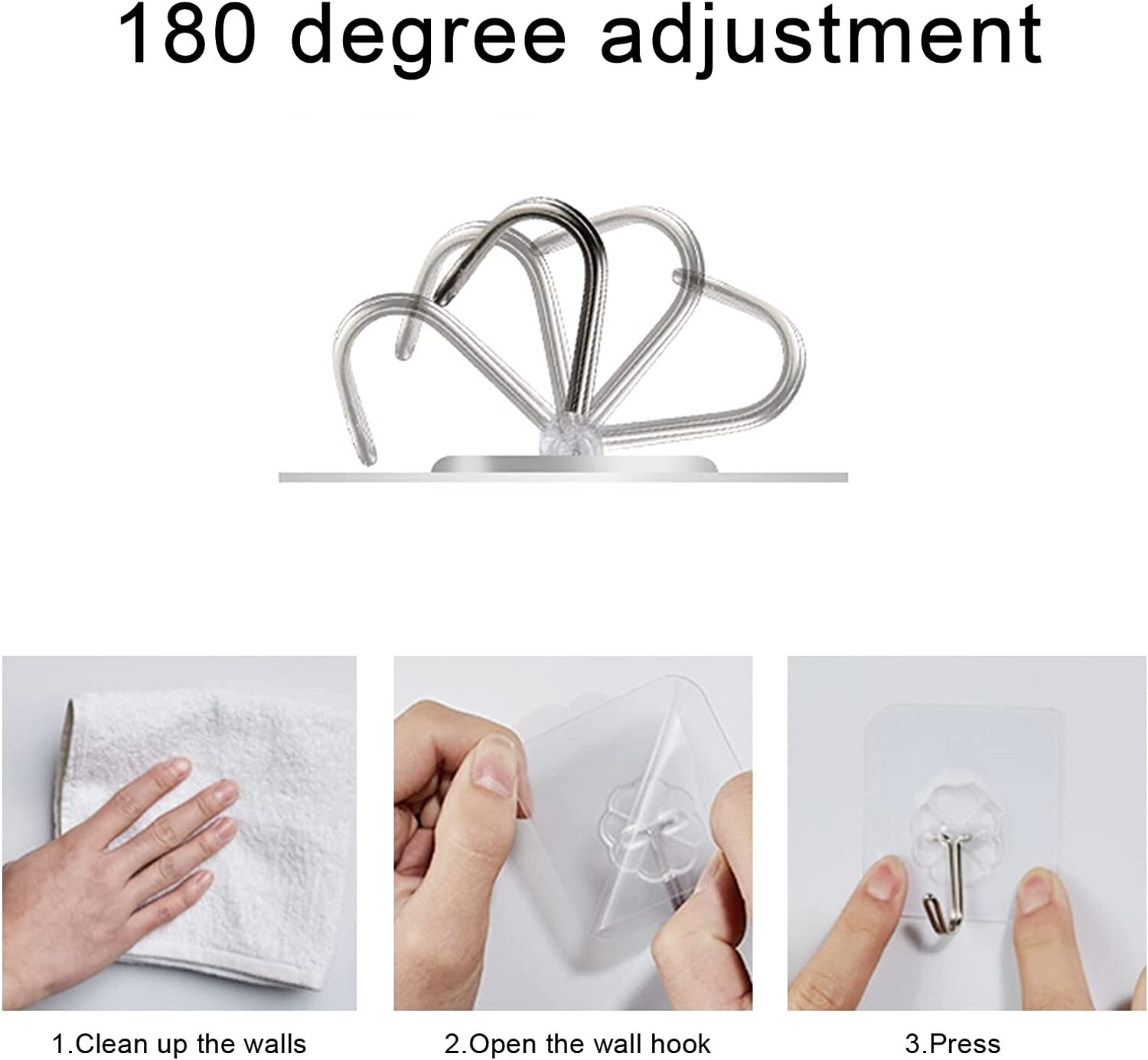 Adhesive Hooks, 20-Pack Kitchen Wall Hooks, Wall Hook Heavy Duty（22 Lbs）Max，Reus gallery
