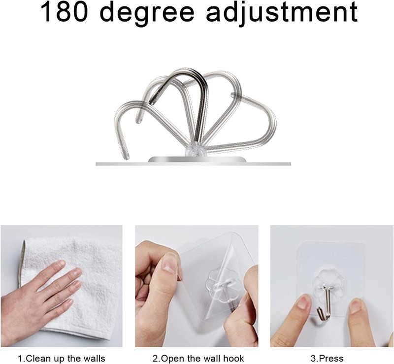 Adhesive Hooks, 20-Pack Kitchen Wall Hooks, Wall Hook Heavy Duty（22 Lbs）Max，Reus gallery
