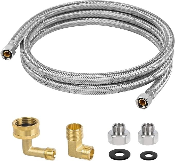 6' Dishwasher Installation Kit Braided Stainless Steel Supply Line gallery