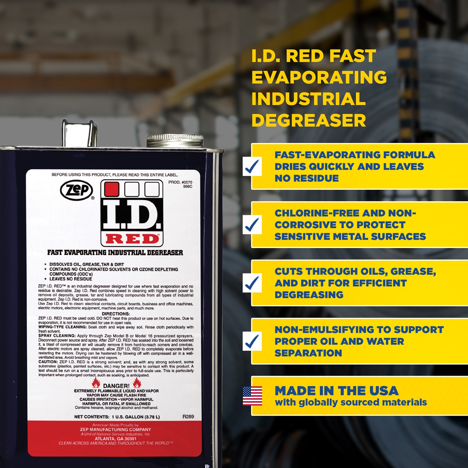 Zep I.D. Red Liquid Fast Evaporating Industrial Degreaser - 1 Gallon (Case of 4) gallery