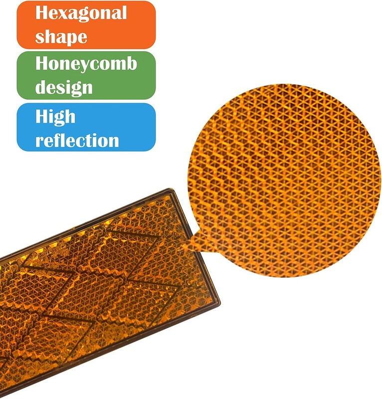 DOT CCC 2pcs Rectangle Reflector Self Adhesive Stick on Trailer D Color: Amber gallery