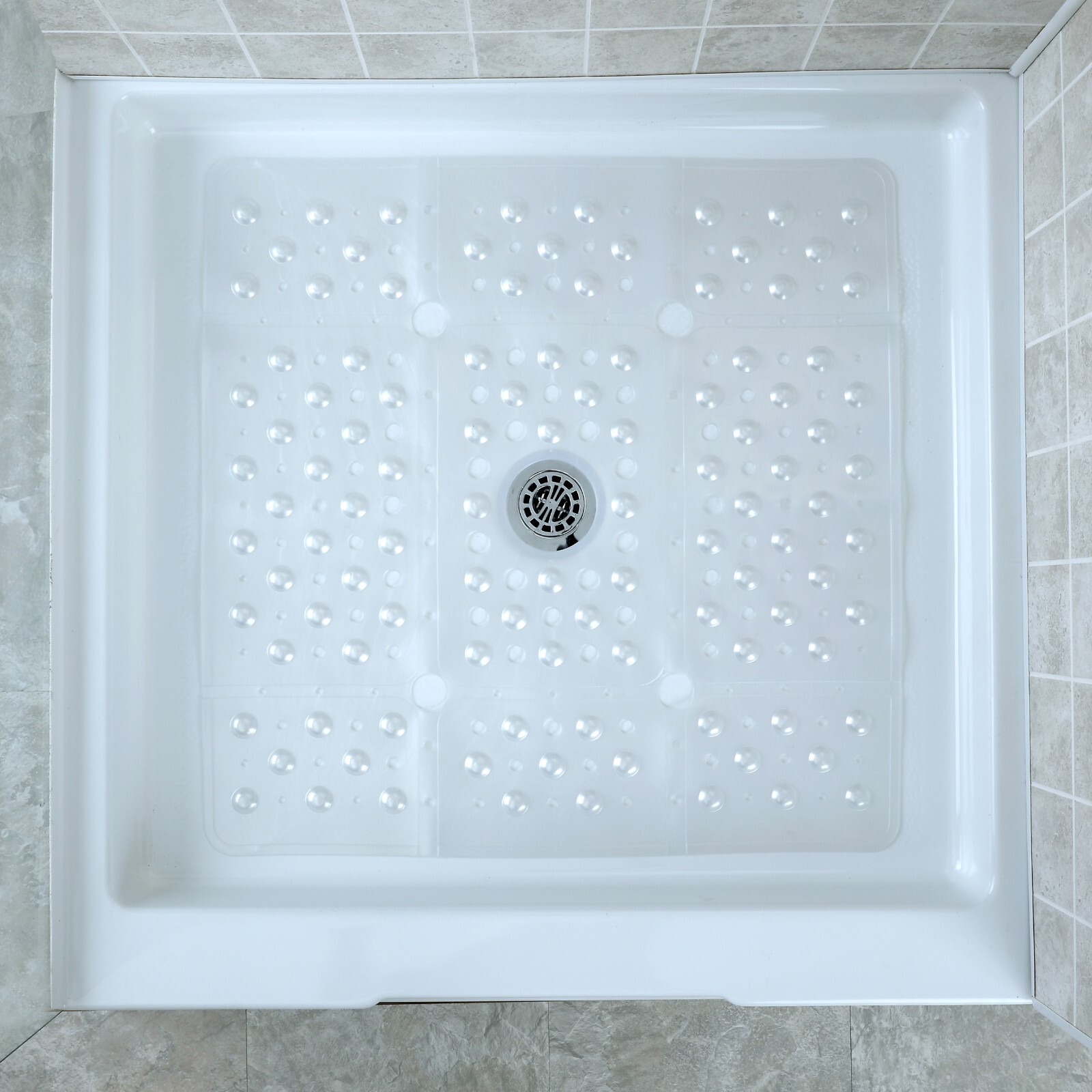 65% MORE COVERAGE! SlipX Solutions White Pearl Extra Large Shower Mat (27") gallery