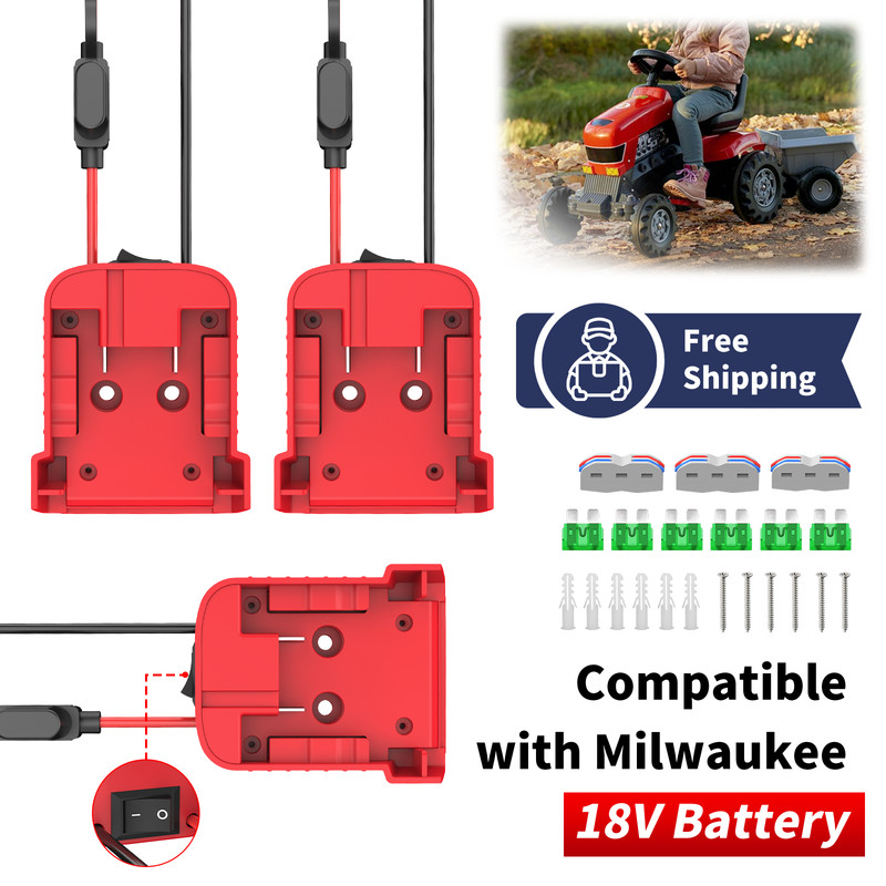 2-Pack Power Wheel Adapter Compatible with 18V Battery for RC Car Toys gallery
