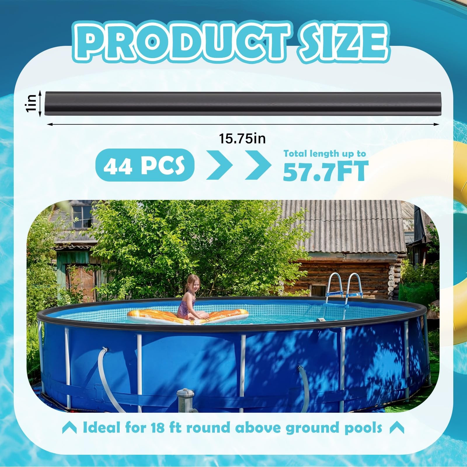 Teyva Daily 44 Pcs Pool Coping Strips for Overlap Above Ground black gallery