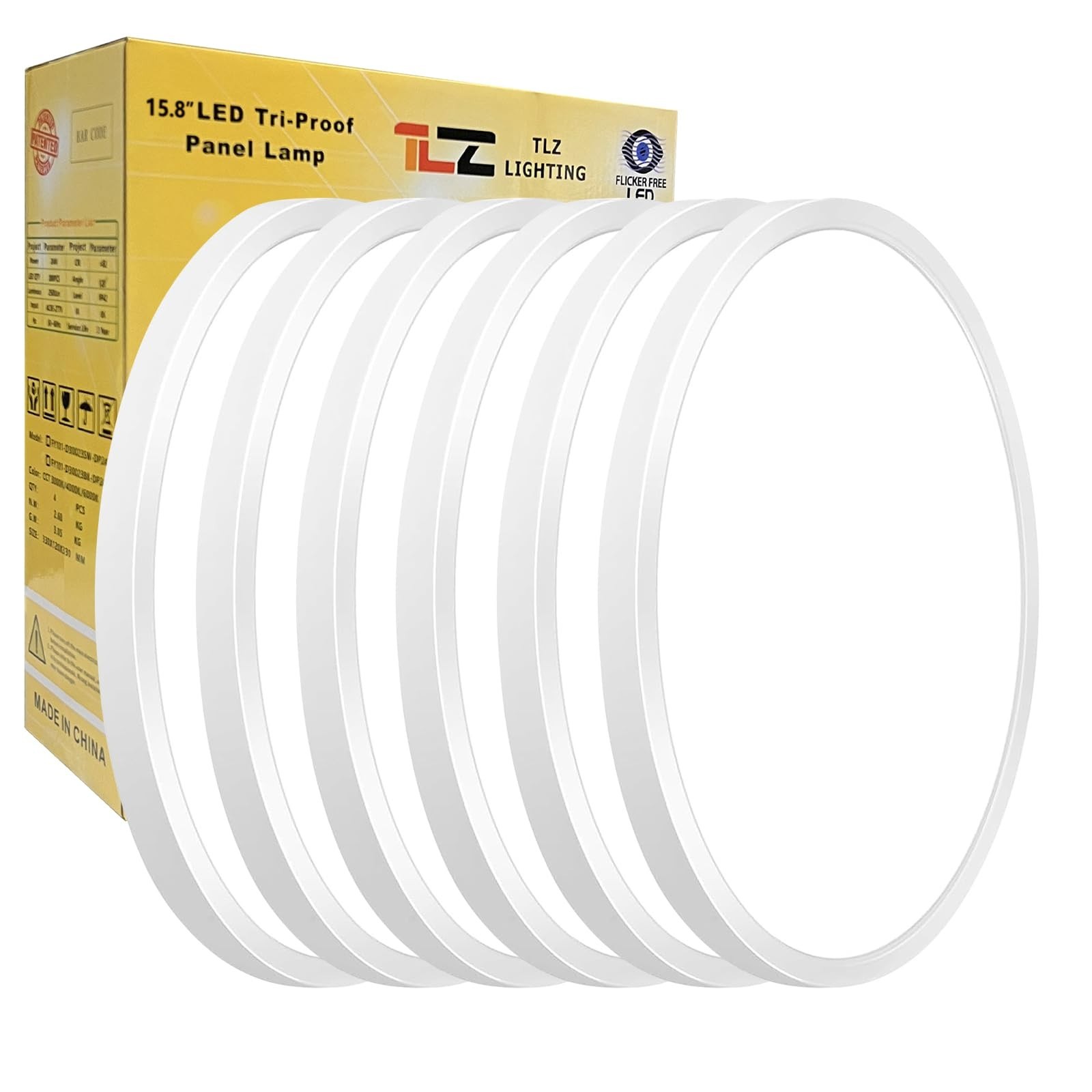 15.8 Inch 6PK LED Flush Mount Ceiling Light, 32W, 3480LM, 3000K/4000K/6000K C... gallery