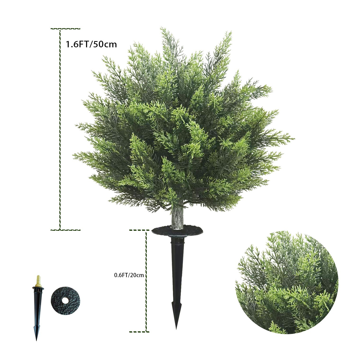 2 Pack Artificial Round Cedar Topiary Ground Stake Fake Cypress Outdoor Garden gallery