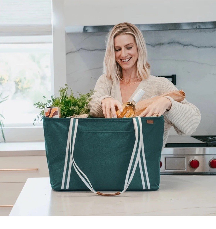 CleverMade Collapsible CarryAll Tote Green 2 Pack with Pocket 55 lb Capacity NEW gallery
