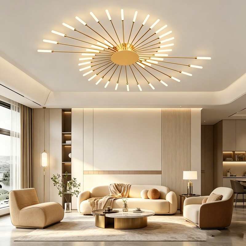 Indoor LED Ceiling Light Hollow Fireworks Design Modern Decor for Home Business gallery