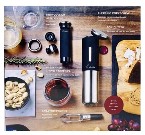 Rabbit 8 Piece Electric Wine Set - Silver/Black (Open Box) gallery
