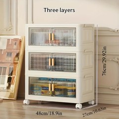 Stackable Plastic Storage Cabinet with Doors & Wheels Multi Tier Organizer Rack
