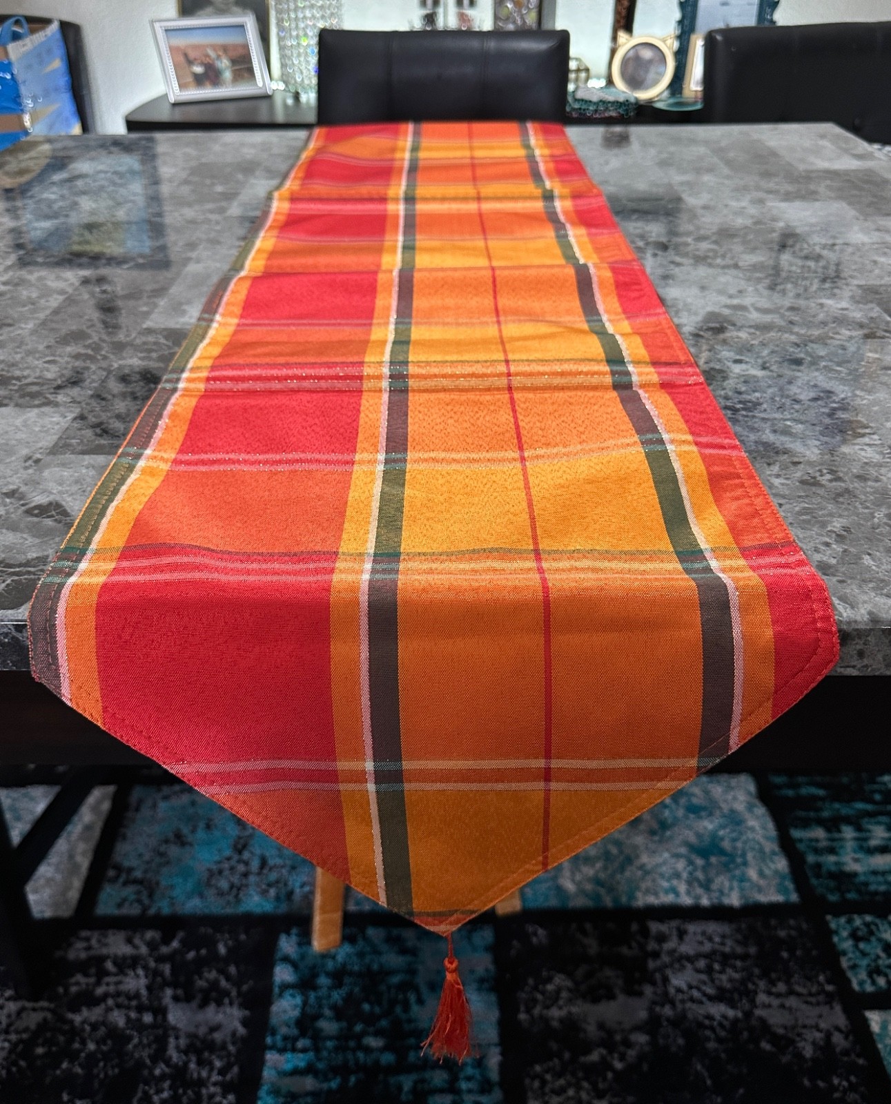 Beautiful orange TABLE RUNNER 70 by 13 inches, fall, halloween, thanksgiving gallery