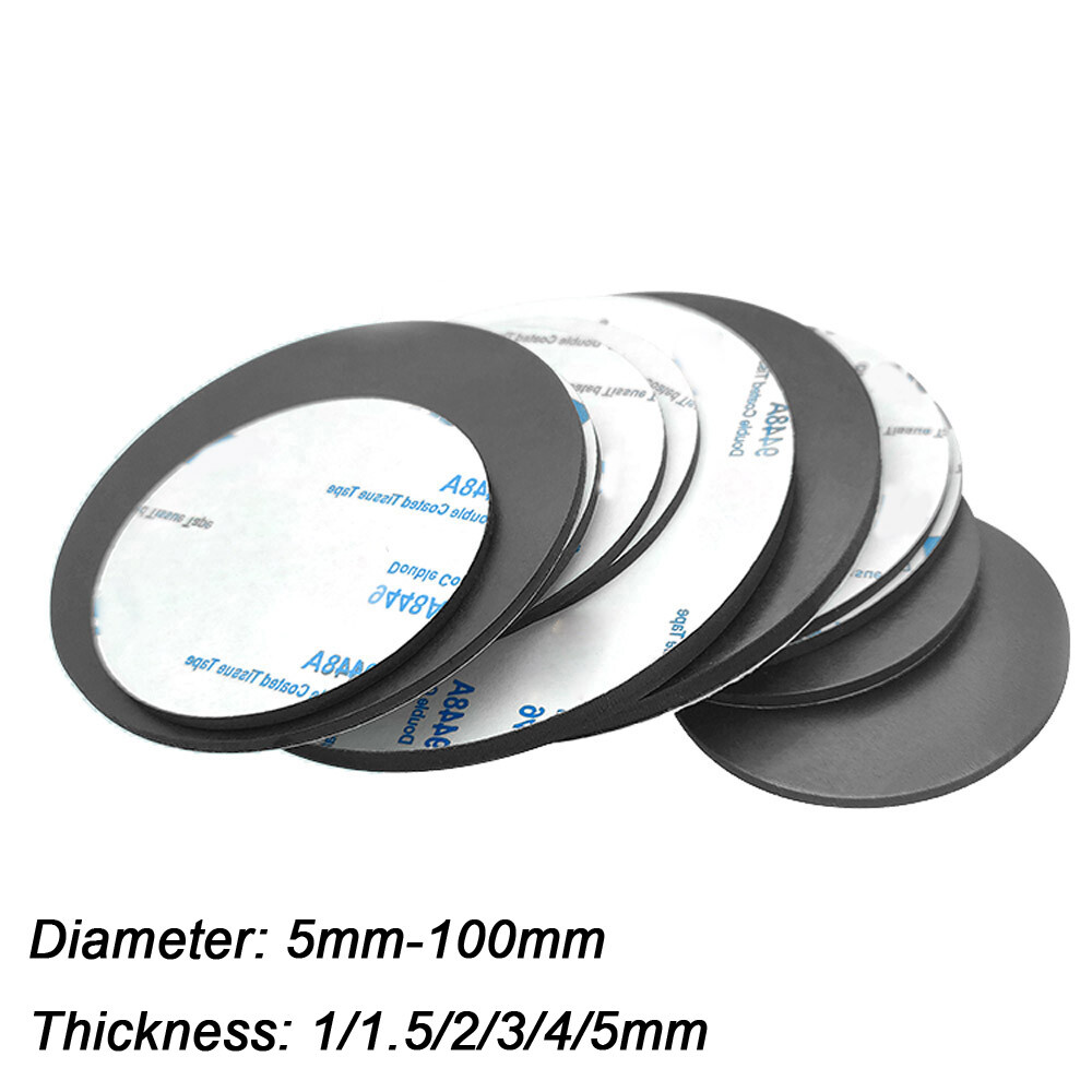 Solid Round Self Adhesive Rubber Pad Disc Sheet Gaskets Dia 10-100mm Thick 1-5mm gallery