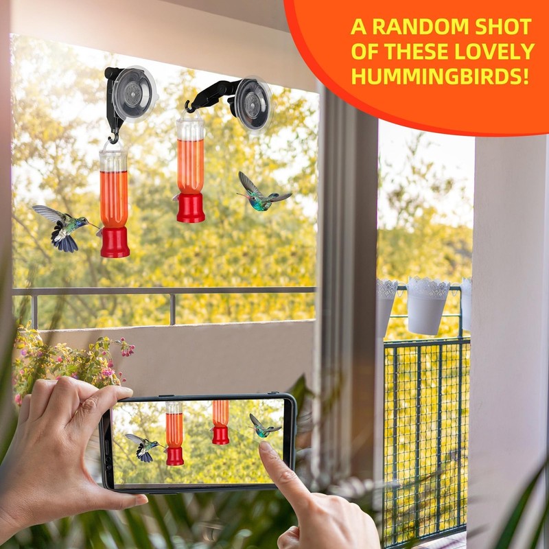 Hummingbird Feeder Window Suction Cup 2 Pack Backyard Bird Watching 2.2oz gallery