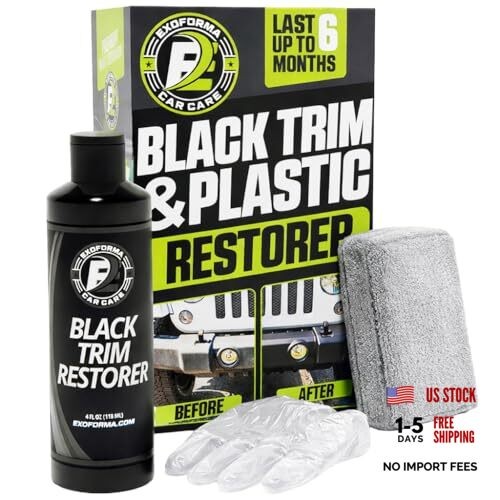 Black Trim Restorer - Lasts 6+ Months, Dye Infused Waterproof Plastic 4 oz Kit gallery