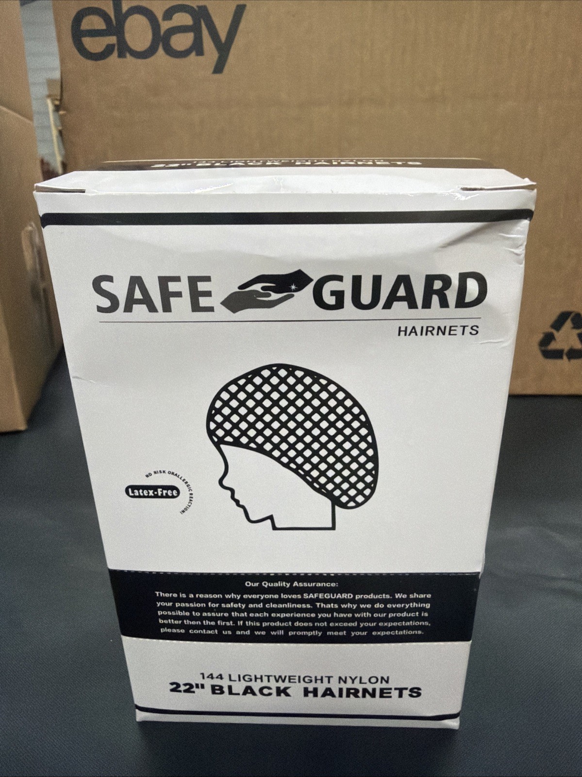 Safe Guard 22" Black Lightweight Latex Free Nylon Hairnets 144 Count -H4 gallery