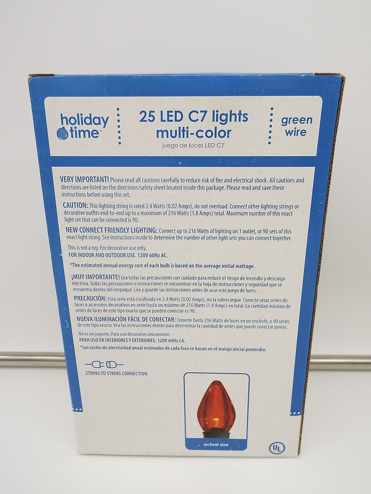 Holiday Time 25 ct Multi-Color LED C7 Lights Green Wire 14ft Long Christmas gallery
