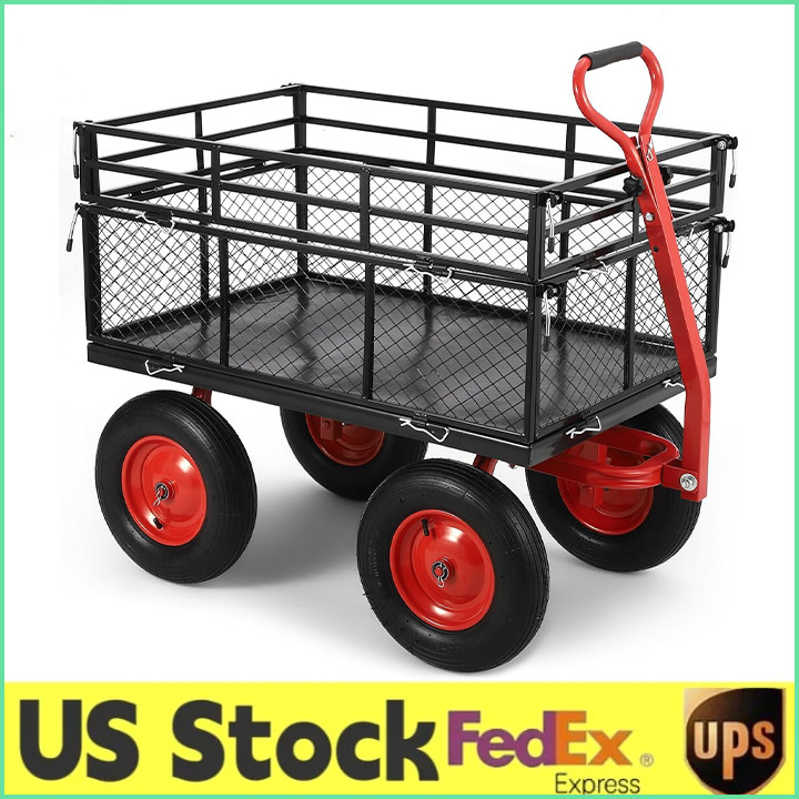 Heavy Duty Pullable Garden Utility Wagon Yard Cart 1400 lbs w/10" Tires for Lawn gallery