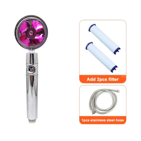 Shower Head Water Saving Flow 360 Degrees Rotating With Small Fan ABS Rain High gallery