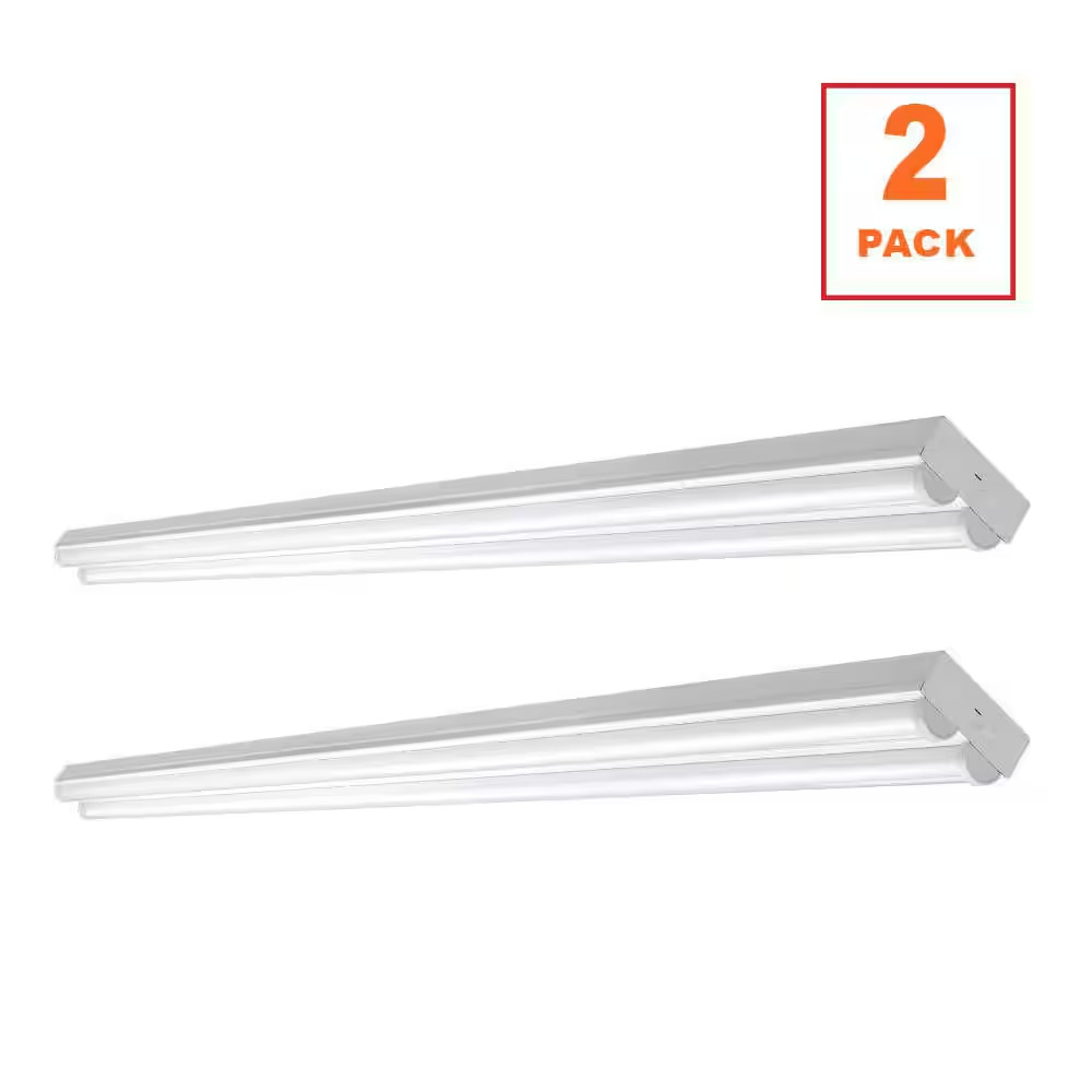 8 Ft. 9000LM 90W 2-Light LED White Strip Light Fixture 120V Bright White 4000K G gallery