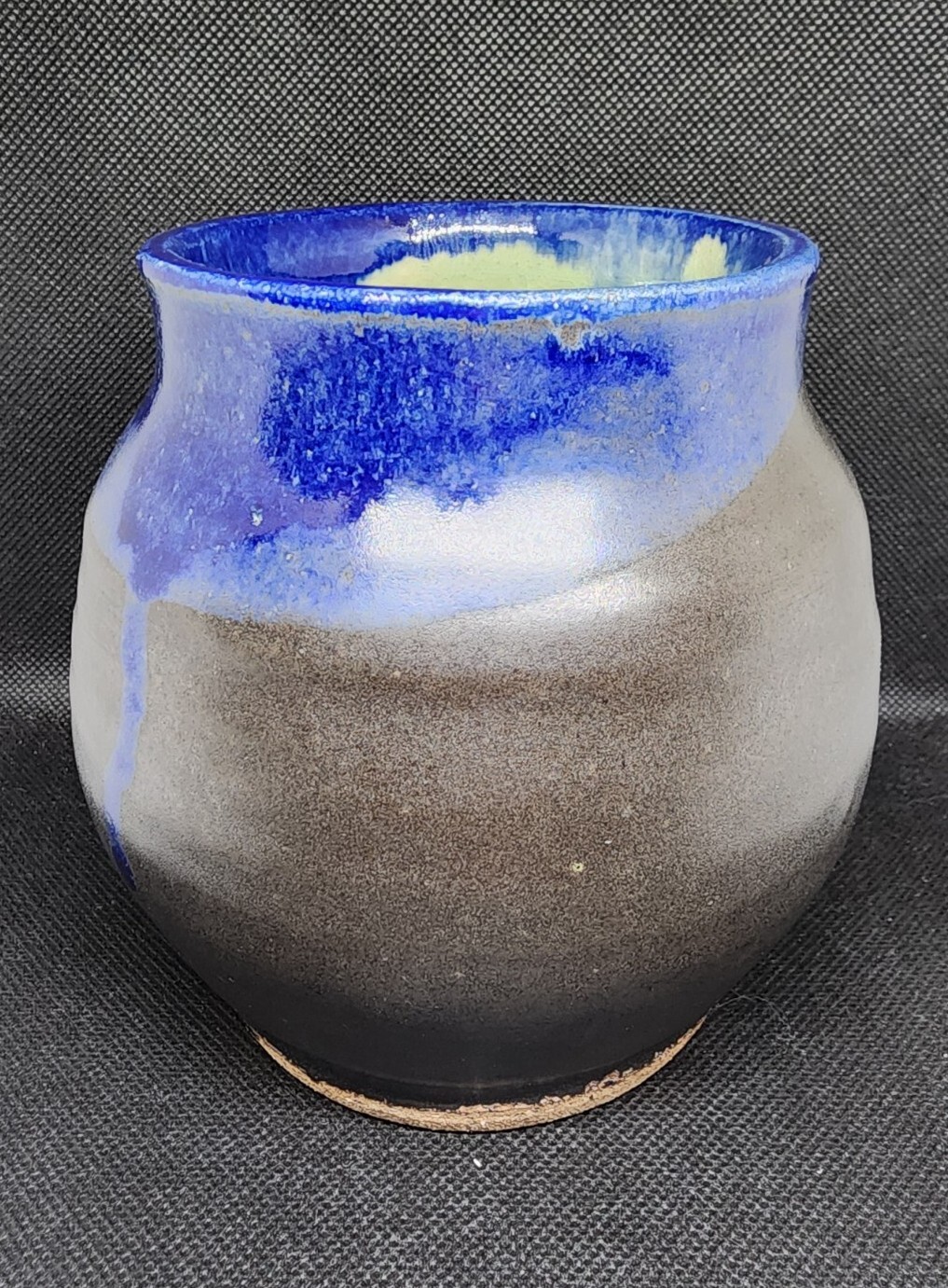 Hand Thrown Pottery Brown and Blue Glazed Plant Succulent Pot Stoneware Signed gallery