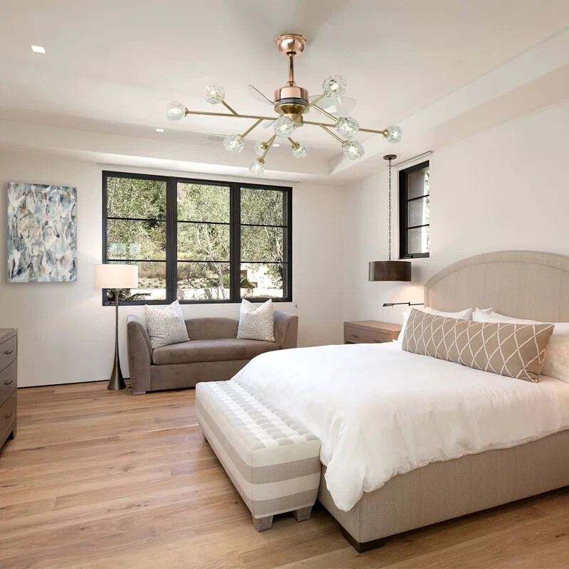 42'' Ceiling Fan with 12-light Sputnik Crystal Chandelier 6 Speeds and Reverse gallery