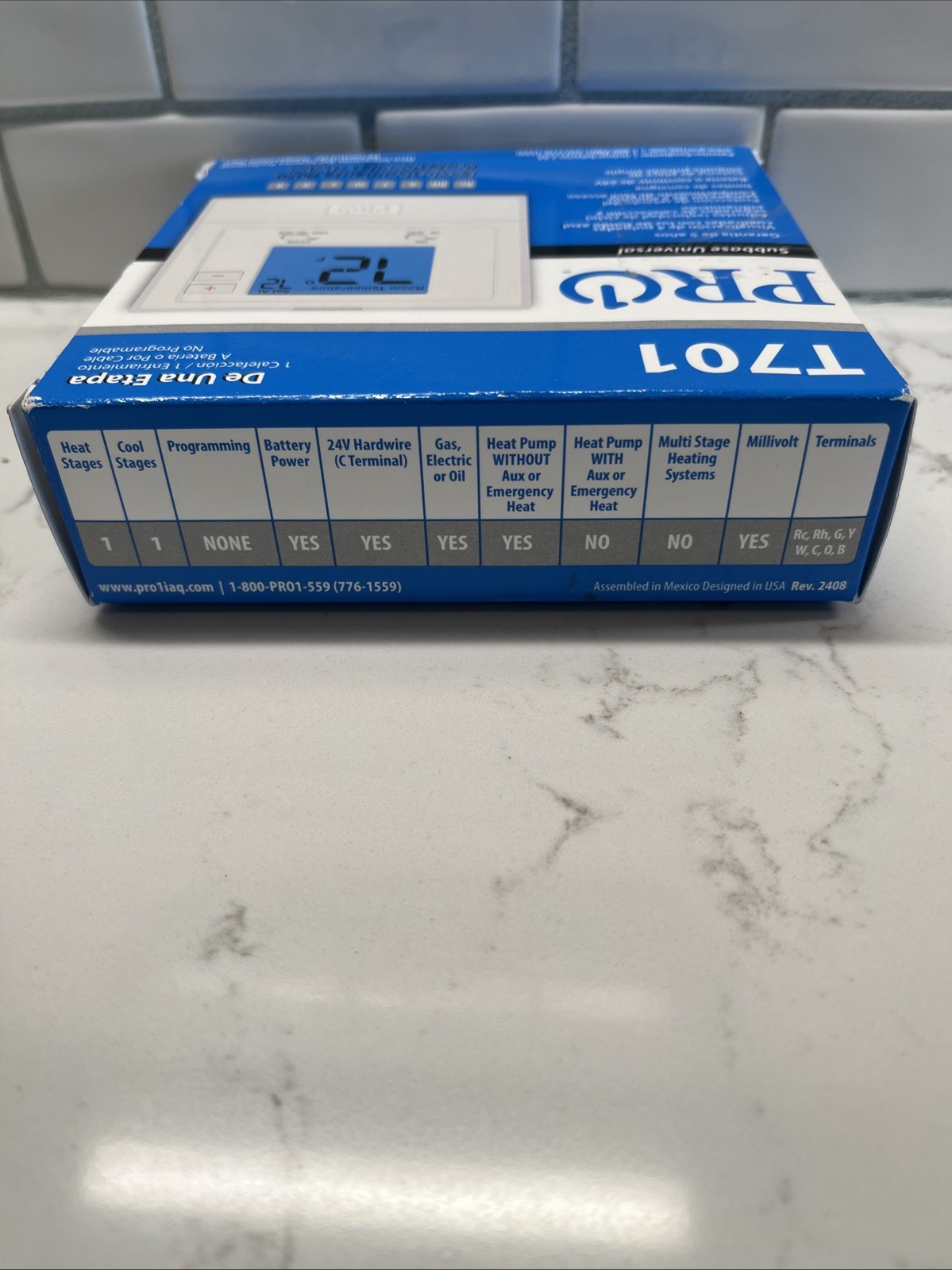 Pro1 IAQ T701 Digital Thermostat Non-Programmable 1H/1C Open Box gallery