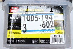 (Approx 630-Pk) Grip Rite Common Nails Smooth Shank Bright 10D x 3" 10C10BK