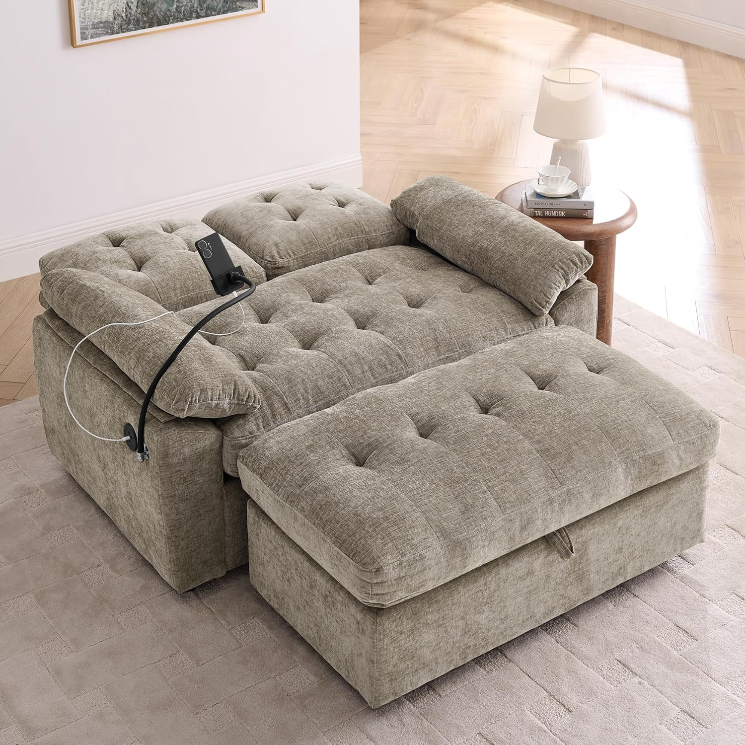 Adjustable Loveseat Sleeper Chair with USB Port & Storage Ottoman gallery
