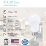 4-96 Pack A19 15W Dimmable LED Bulbs 1600lms ETL Listed 100W Equivalent 120V E26 gallery