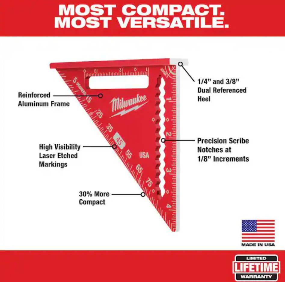Milwaukee MLSQ070P 7 inch Rafter Square, Rafter and Trim Square Combo gallery