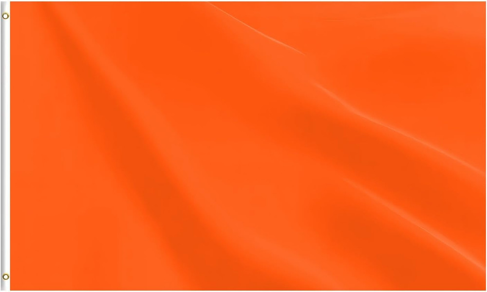 Orange Flag 3X5 FT, Polyester Blank Flag with Canvas Header & Brass Grommets, Do