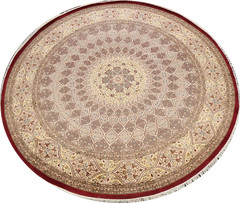 Vegetable Dye Traditional Oriental Round Rug 10×10 ft Handmade Wool/ Silk Carpet