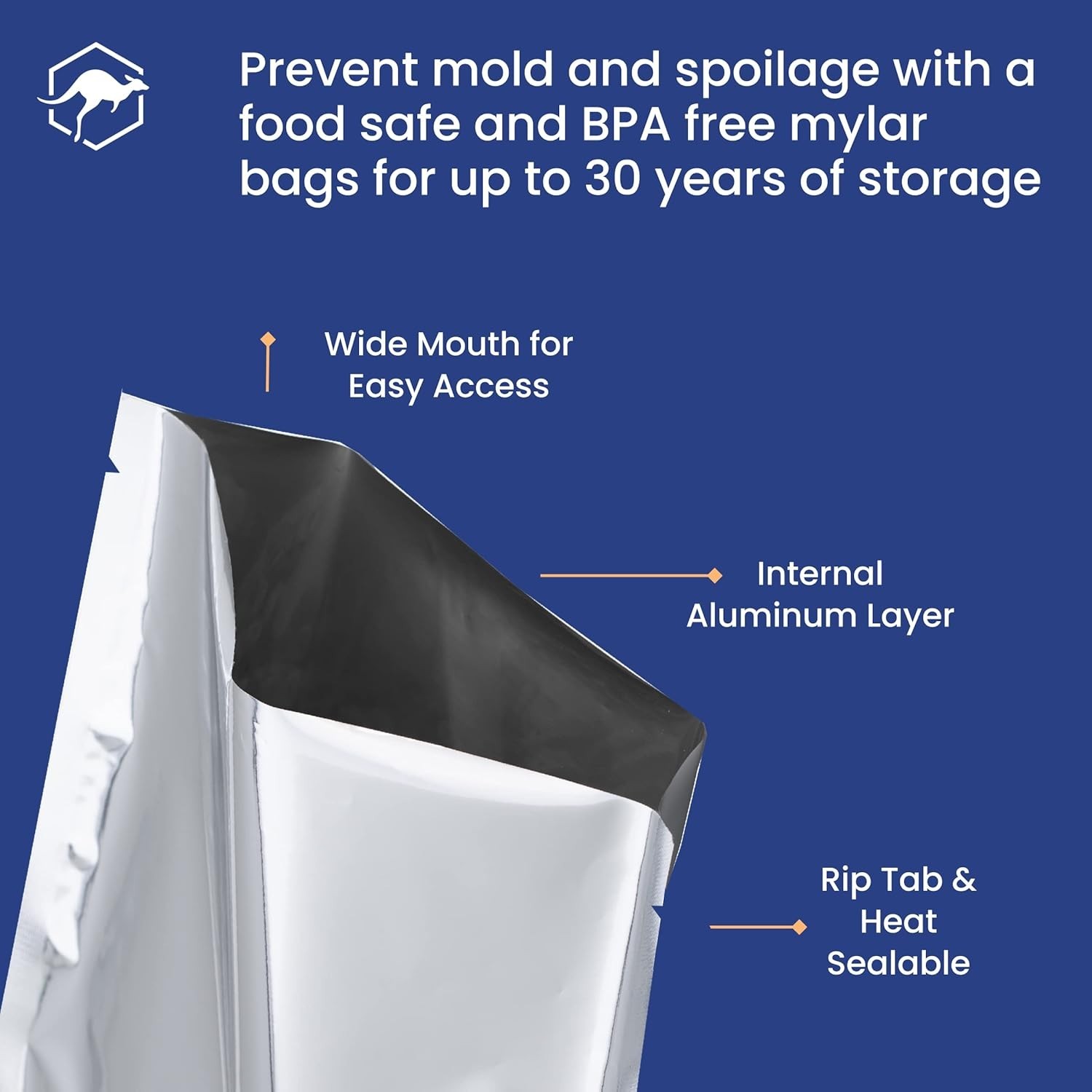 100ct Multi-Size Mylar Bags 400cc O2 Absorbers 10Mil Thick Heat Seal Food Storag gallery