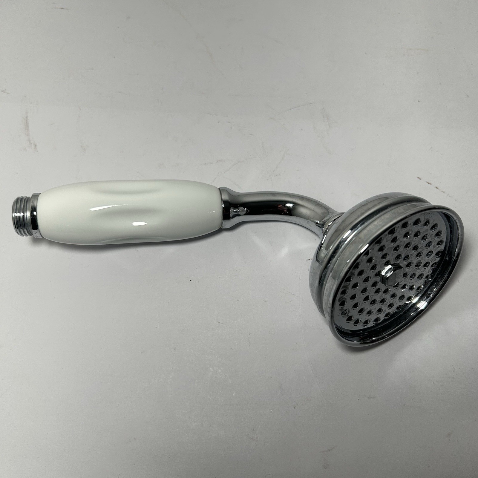 Waterworks Hand Shower Chrome Nickel & White Porcelain Handle Handheld Bath gallery