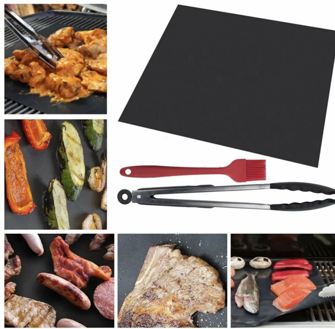 bbq grill mat non stick Reusable Gas Charcoal Baking Paper EZ Clean Set Of 3 Pc gallery