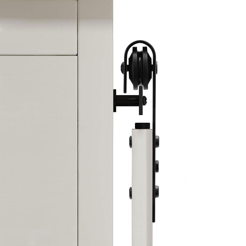 4 PCS Sliding Barn Door Hardware Kit for Single Door with Rollers End Caps Black gallery