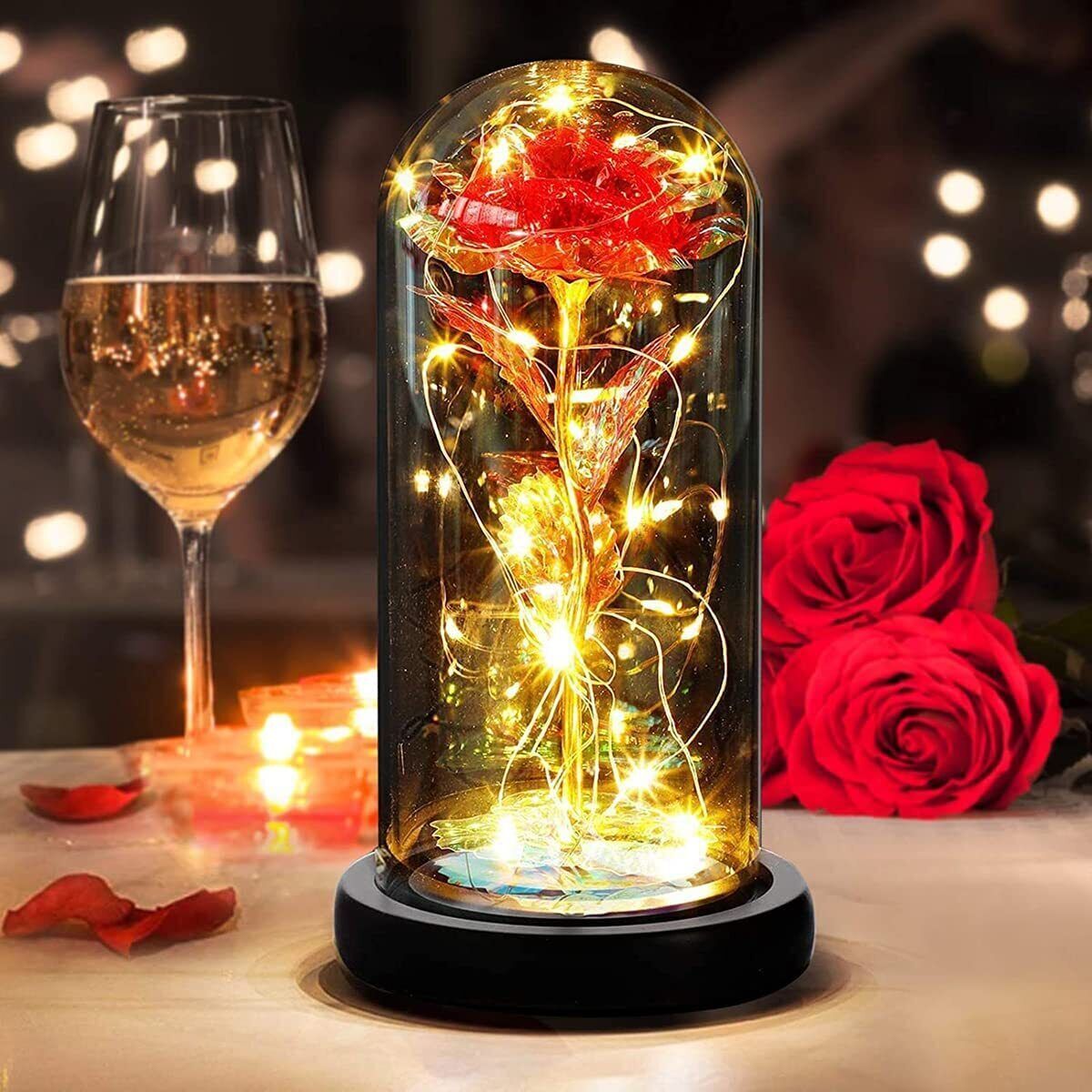 Eternal Forever Galaxy Rose Flower In Glass Dome LED Light Valentine's Day Gift gallery