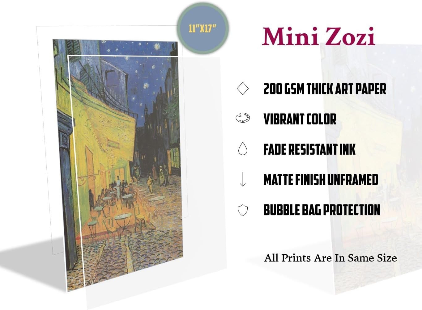 Famous Art Prints Set 16PCS Classical Impressionist Renaissance Wall Decor 11x17 gallery