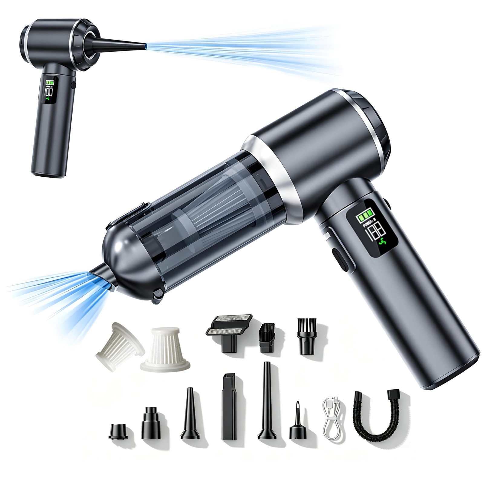 Handheld Car Vacuum Cordless with Air Duster, 30-Min Runtime 20000Pa Suction,... gallery