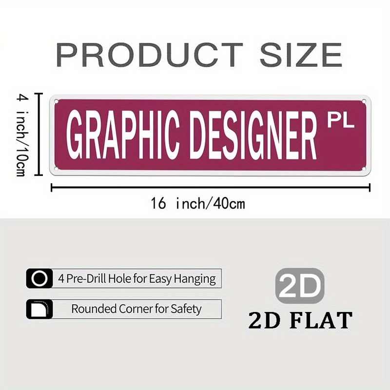 Rustic "GRAPHIC DESIGNER PL" Sign Burgundy Vintage Style Wall Art for Home gallery