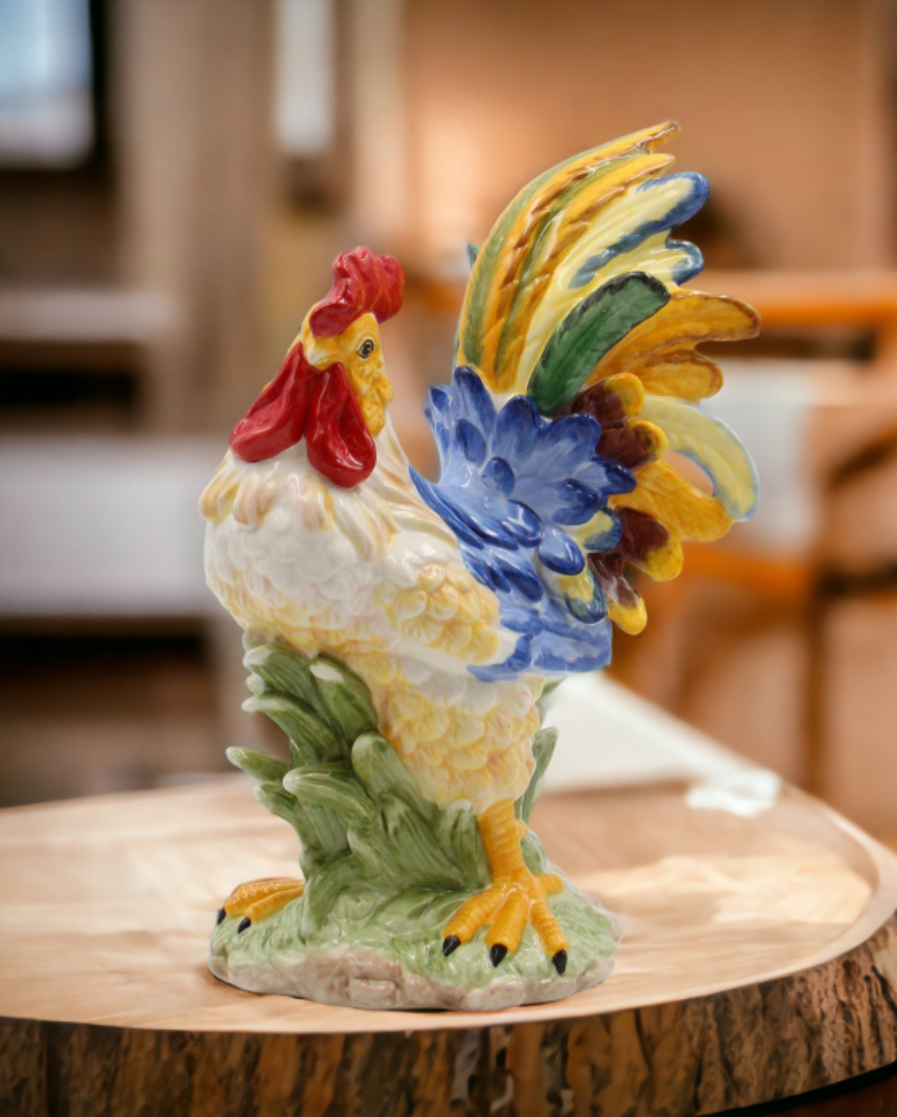 Ceramic Blue Rooster Figurine, Home Décor, Gift for Her, Gift for Mom, Kitchen D gallery