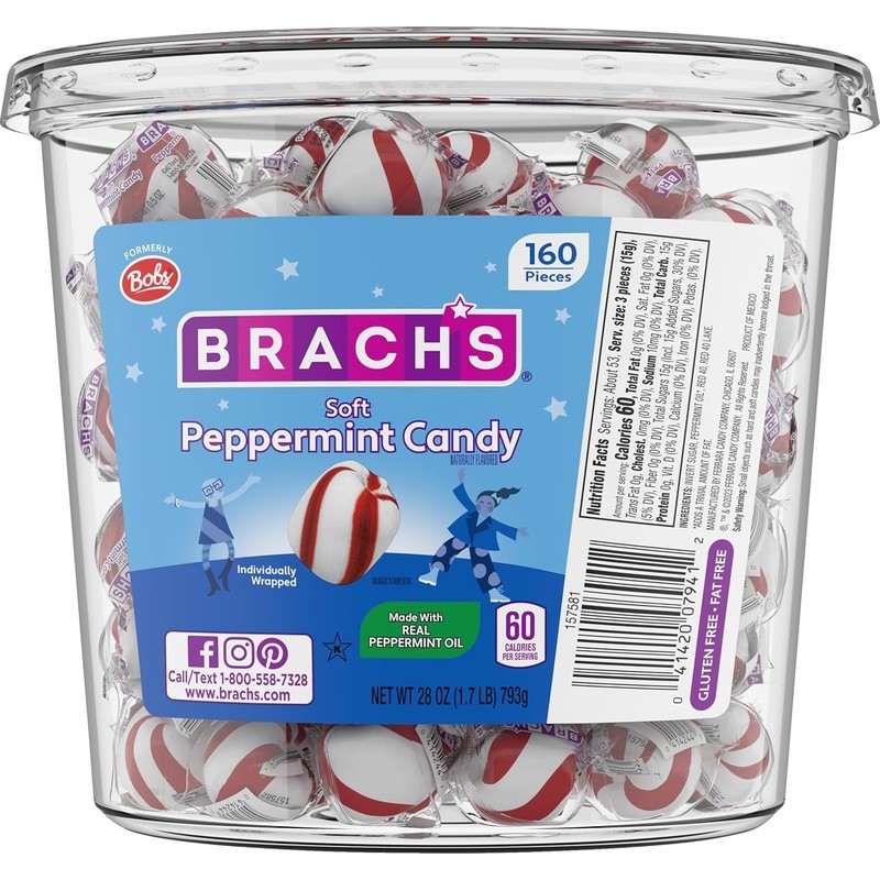 Bobs Sweet Stripes Soft Peppermint Candy, 160 Individually-Wrapped Pieces, 28... gallery