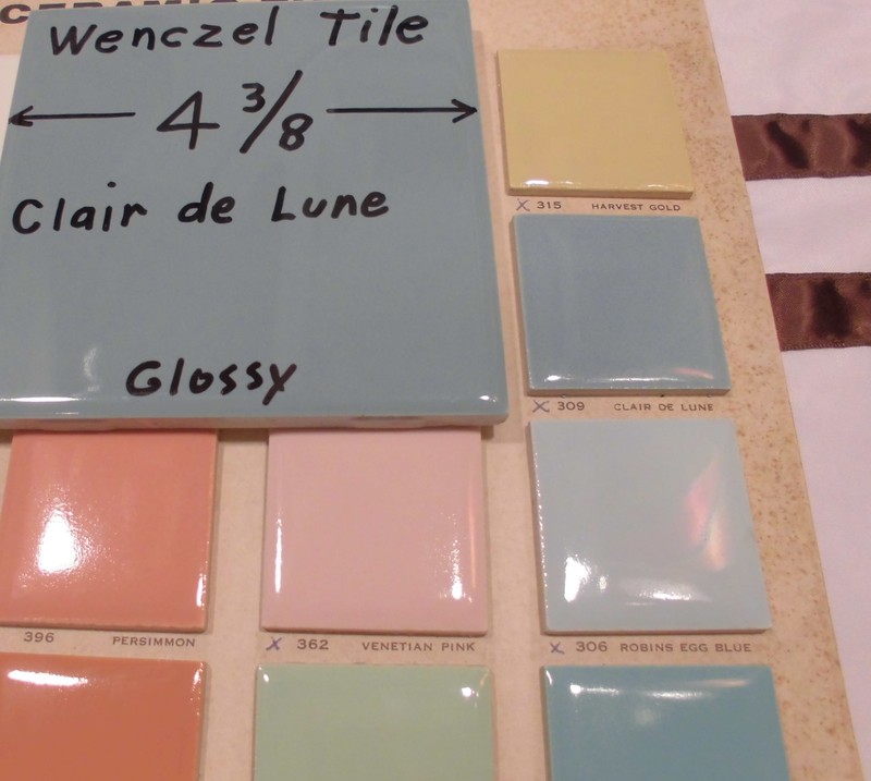 1 pc. *Blue-Gray* Glossy Ceramic Tile by Wenczel 4-5/16" *Clair-De-Lune* gallery